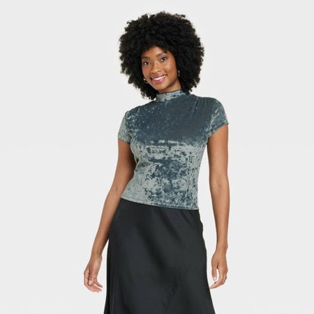 teal mock turtleneck