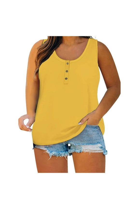 Women's Short Sleeve Square Neck Blouse Printed Button Down Top with Side Slit Hem Casual Summer T-Shirt Polyester Comfortable Fit