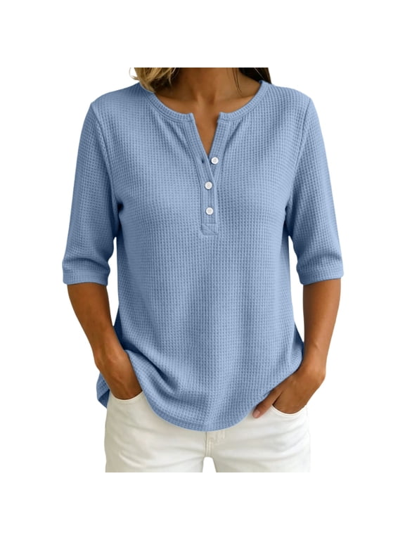 Women's Short Sleeve Structure Breathable Plain Sports Shirt For Tennis Summer Fitness Casual Business Top,Light blue,L