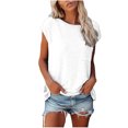 thumbnail image 1 of Women's Short Sleeve Summer Tunic Tops 2023 Basic Loose T Shirts Solid Dressy Casual Tee Work Office Blouses with Pocket, 1 of 6
