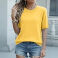 thumbnail image 1 of Women's Short Sleeve Sweaters 2026 Spring Lightweight Loose Fit Knit Pullover Tops Ginger L, 1 of 6