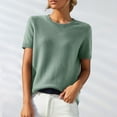 thumbnail image 1 of Women's Short Sleeve Sweaters Sweater Shirts Loose Crewneck Tops Sweaters for Women Pullover Tops Loose Fit Knit T Shirts Sweater Crew Neck Knit Sweater Blouse Shirts Blouses Knit Shirts JN L, 1 of 9