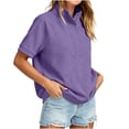 thumbnail image 1 of Women's Short Sleeve Sweatshirt Half Snap Button Stand Collar Relaxed Fit Casual Summer Pullover Vacation Outfits 2026, 1 of 9
