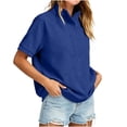 thumbnail image 1 of Women's Short Sleeve Sweatshirt Half Snap Button Stand Collar Relaxed Fit Casual Summer Pullover Vacation Outfits 2026, 1 of 9
