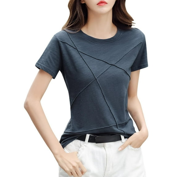 Women's Short Sleeve T-Shirt, 100% Cotton Round Neck Top, Casual Summer Basic Tee for Women