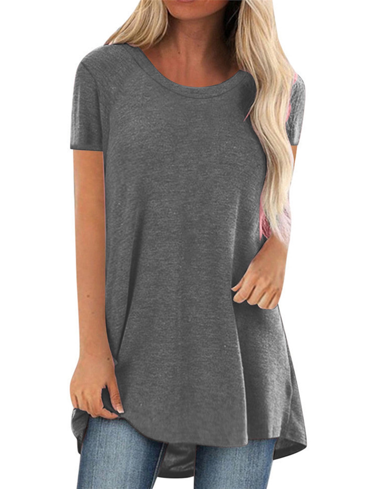 Women's Short Sleeve T Shirt Plus Size Tops Casual V Neck Tunic Loose ...