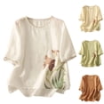 thumbnail image 1 of Women's Short Sleeve T-Shirt Tee Top Casual Cotton Blend Breathable Summer Fashion | CSEONE,Beige XL, 1 of 7