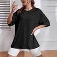 thumbnail image 1 of Women's Short Sleeve T Shirts Crewneck Loose Casual Summer Cotton Tees Tops Black M, 1 of 6