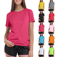thumbnail image 1 of Women's Short Sleeve T-Shirts UPF 50+ UV Protection Quick Dry Shirts for Workout Hiking Running Rash Guard Tops Hot Pink XL, 1 of 5