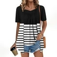 thumbnail image 1 of Women's Short Sleeve T Shirts for Tall Woman Summer Tops for Women Trendy Large Striped Tops for Women Short Sleeve Plus Size Shirt, 1 of 7