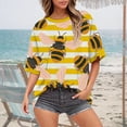 thumbnail image 1 of Women's Short Sleeve T-shirt Festival Yellow Black Striped 3D Printed Round Neck Short Sleeved Loose Top,Gold Women's Short sleeve T-shirt XL, 1 of 4