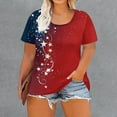 thumbnail image 1 of Women's Short Sleeve T-shirt Plus Size Patriotic Shirts For Women Summer 2025 Funny 4Th Of July T Shirt Stripes Print American Flag Tee Tops,Red Women's Short sleeve T-shirt XL, 1 of 6