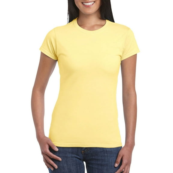 Women's Short Sleeve T-shirt Women'S Basic Cotton Crew Neck Slim Fit Tee Tunic Length T Shirt,Yellow Women's Short sleeve T-shirt XXL