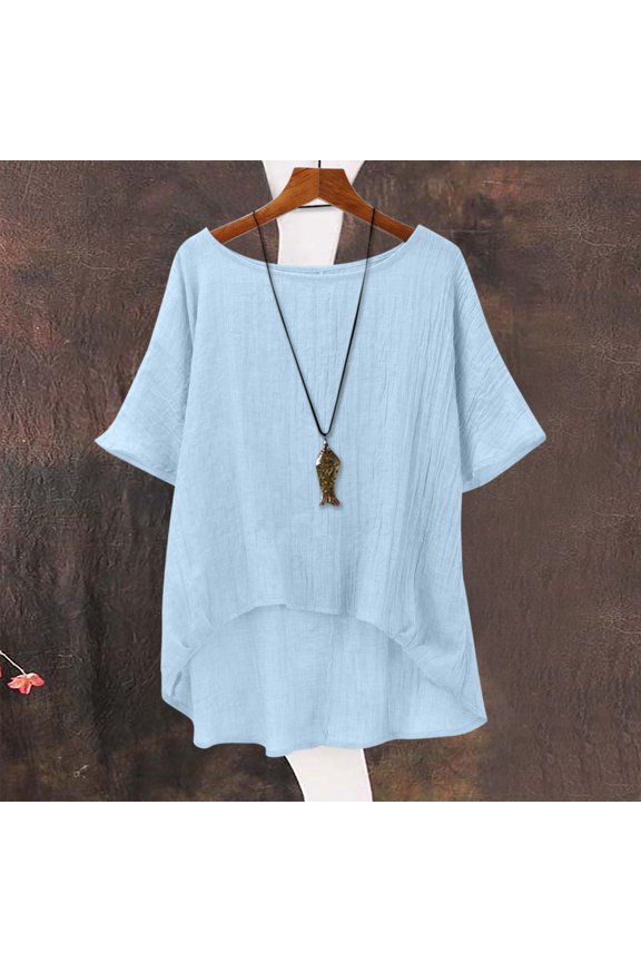 Women's Short Sleeve T-shirt Women'S Cloud Cotton T-Shirt - Summer Short Sleeve Casual Loose Fit Top,Blue Women's Short sleeve T-shirt 2XL