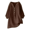 thumbnail image 1 of Women's Short Sleeve T-shirt Women'S Elegant Stand Collar Shirt - Mandarin Neck Top,Brown Women's Short sleeve T-shirt M, 1 of 5