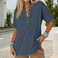 thumbnail image 1 of Women's Short Sleeve T-shirt Women'S Fashionable And Casual Solid Color V Neck Short Sleeved T Shirt,Blue Women's Short sleeve T-shirt M, 1 of 6