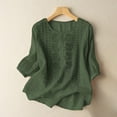 thumbnail image 1 of Women's Short Sleeve T-shirt Women'S Fashionable Casual Solid Color Pleated Cotton And Linen Tops Shirts And T Shirts,Green Women's Short sleeve T-shirt XXL, 1 of 8