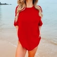 thumbnail image 1 of Women's Short Sleeve T-shirt Women'S Loose And Comfortable Oversized Trendy T Shirt Top,Red Women's Short sleeve T-shirt S, 1 of 9
