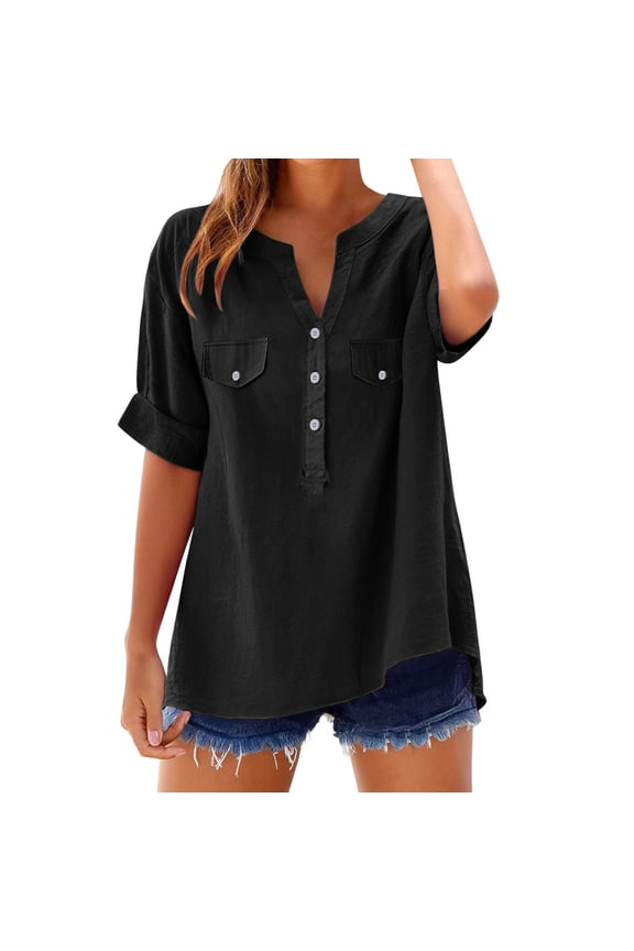 Women's Short Sleeve T-shirt Women'S Nursing Friendly Button Down - Hidden Access Top,Black Women's Short sleeve T-shirt 2XL