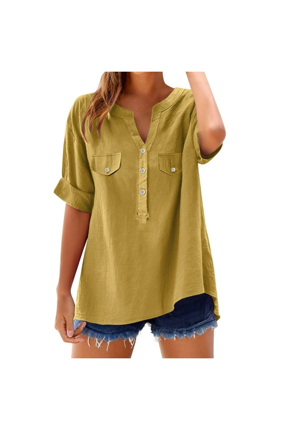Women's Short Sleeve T-shirt Women'S Nursing Friendly Button Down - Hidden Access Top,Gold Women's Short sleeve T-shirt 2XL