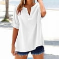 thumbnail image 1 of Women's Short Sleeve T-shirt Women'S Office Ready Linen Shirt - Structured Button Down Blouse,White Women's Short sleeve T-shirt L, 1 of 9