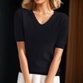 thumbnail image 1 of Women's Short Sleeve T-shirt Women'S Round Neck Short Sleeved Loose T Shirt With A Knit Bottom Short Top,Black Women's Short sleeve T-shirt XL, 1 of 9