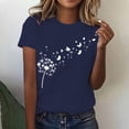 thumbnail image 1 of Women's Short Sleeve T-shirt Women'S Spring Round Neck Dandelion Printed Loose Casual Short Sleeved T Shirt,Blue Women's Short sleeve T-shirt L, 1 of 5