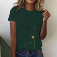 thumbnail image 1 of Women's Short Sleeve T-shirt Women'S Spring Round Neck Dandelion Printed Loose Casual Short Sleeved T Shirt,Green Women's Short sleeve T-shirt M, 1 of 5