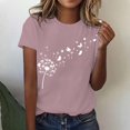 thumbnail image 1 of Women's Short Sleeve T-shirt Women'S Spring Round Neck Dandelion Printed Loose Casual Short Sleeved T Shirt,Red Women's Short sleeve T-shirt S, 1 of 5