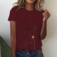 thumbnail image 1 of Women's Short Sleeve T-shirt Women'S Spring Round Neck Dandelion Printed Loose Casual Short Sleeved T Shirt,Red Women's Short sleeve T-shirt XXL, 1 of 5