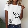 thumbnail image 1 of Women's Short Sleeve T-shirt Women'S Spring Round Neck Dandelion Printed Loose Casual Short Sleeved T Shirt,White Women's Short sleeve T-shirt L, 1 of 5