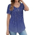 thumbnail image 1 of Women's Short Sleeve T-shirt Women'S Tunic Tops For Leggings Short Sleeve Shirts Up Casual Ruched Blouses Clothes,Blue Women's Short sleeve T-shirt L, 1 of 5