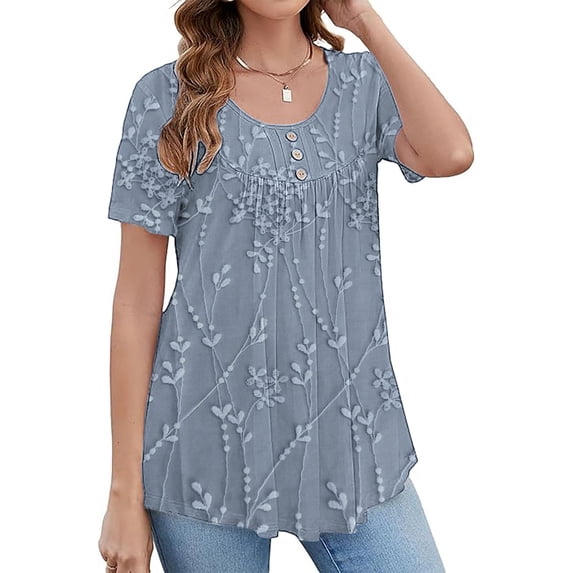 Women's Short Sleeve T-shirt Women'S Tunic Tops For Leggings Short Sleeve Shirts Up Casual Ruched Blouses Clothes,Blue Women's Short sleeve T-shirt XL