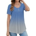 thumbnail image 1 of Women's Short Sleeve T-shirt Women'S Tunic Tops For Leggings Short Sleeve Shirts Up Casual Ruched Blouses Clothes,Blue Women's Short sleeve T-shirt XXXL, 1 of 5