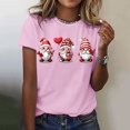 thumbnail image 1 of Women's Short Sleeve T-shirt Women'S Valentine'S Day T Shirt Fashionable Round Neck Short Sleeve Red Love Gnome Print Top, Women's Short sleeve, 1 of 6