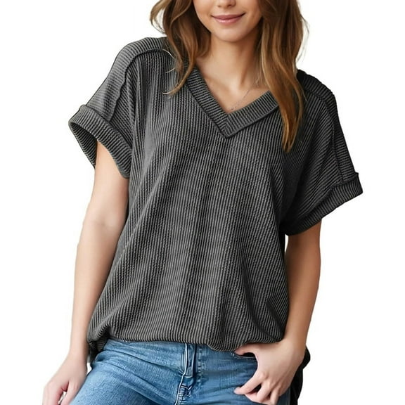 Women's Short Sleeve Top Dark Grey XXL
