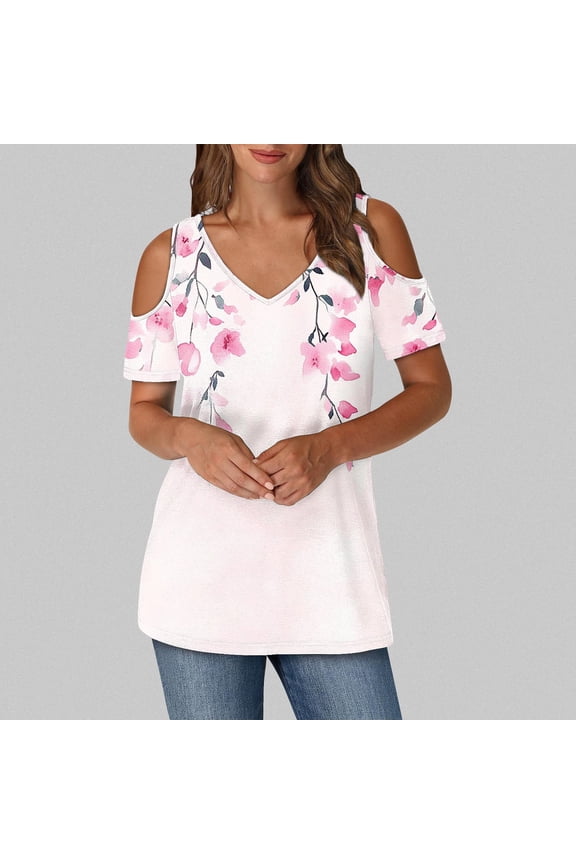 Women's Short Sleeve Tops Dressy T Shirts Loose Fit Print Shirts for Women Plus Size Blouses for Women Dressy