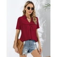 thumbnail image 1 of Women's Short Sleeve Tops Dressy V Neck Pleated Button Tunic Tops Blouses Casual Loose Shirts Fashion 2024, 1 of 4