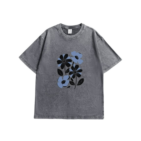 Women's Short Sleeve Tops Drop Shoulder Tee Vintage Cotton T Shirts Crewneck Loose Fit Short Sleeves Tee Summer Fashion Clothes