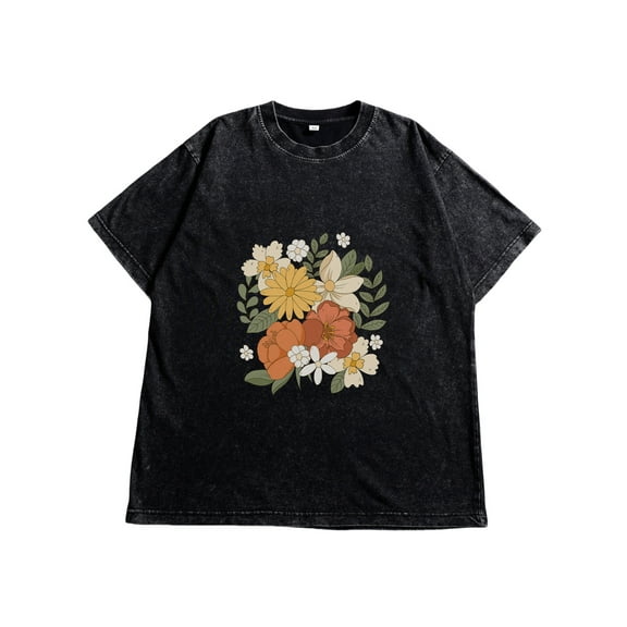 Women's Short Sleeve Tops Drop Shoulder Tee Vintage Cotton T Shirts Crewneck Loose Fit Short Sleeves Tee Summer Fashion Clothes