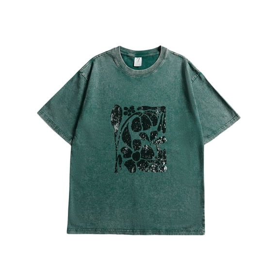 Women's Short Sleeve Tops Drop Shoulder Tee Vintage Cotton T Shirts Crewneck Loose Fit Short Sleeves Tee Summer Fashion Clothes