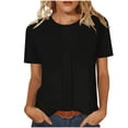 thumbnail image 1 of Women's Short Sleeve Tops Pleated Front Crew Neck T-Shirt Summer Dressy Casual Loose Comfy Shirt, 1 of 7