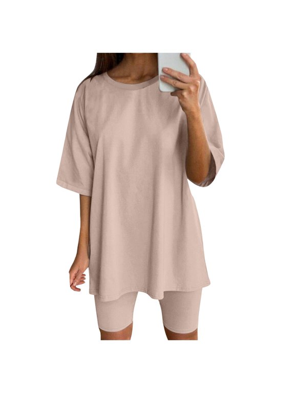Women's Short Sleeve Tops & Shorts Sport Set Yoga Running Activewear - S-XXXL