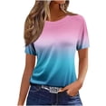 thumbnail image 1 of Women's Short Sleeve Tshirts Fashion Print Crew Neck Lightweight Casual Tunic Top for Daily Wear Office Coffee Date (XL, Pink), 1 of 3