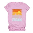 thumbnail image 1 of Women's Short Sleeve Tunic Tops Loose Fit Flowy Y2K Tops Dressy Casual Beach Style Basic T-Shirts Summer Clothes for Teen Girls Fashion Round Neck Blouse Vintage Sunset Graphic Tees Pink T Shirts S, 1 of 3