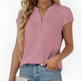 thumbnail image 1 of Women's Short Sleeve V - Neck Blouse With Button - Down Front Design, 1 of 5