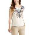 thumbnail image 1 of Women's Short Sleeve V-Neck Boho Print T-Shirt, 1 of 2