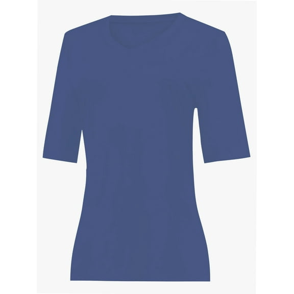 Women's Short Sleeve V Neck Casual Basic Solid Color Pullover Lightweight Soft Knit T-Shirt Tops