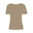 thumbnail image 1 of Women's Short Sleeve V Neck Casual Basic Solid Color Pullover Lightweight Soft Knit T-Shirt Tops, 1 of 5