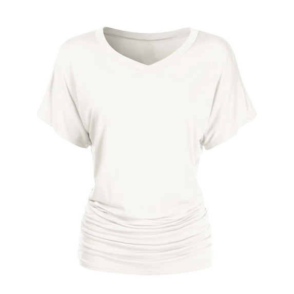Women's Short Sleeve V Neck Dolman Top Tshirt
